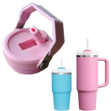 Imagem de Tampa de copo de substituição à prova de vazamento de 2 peças com canudo - Apto para Stanley NOVA VERSÃO Iceflow Flip Tumbler, Quencher H2.0 e Protour Quencher Copo de 850 g, 590 ml (Sakura, 590 ml E