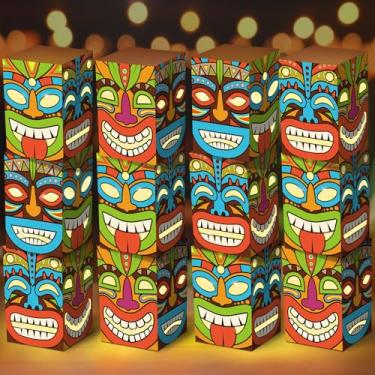 Imagem de CHUNNIN 12PCS Tiki Party Boxes Hawaiian Luau Themed Party Decorations Tiki Totem Boxes Tropical Aloha Ornaments Table Centerpieces Box for Summer Beach Birthday Baby Shower Party Supplies Favors