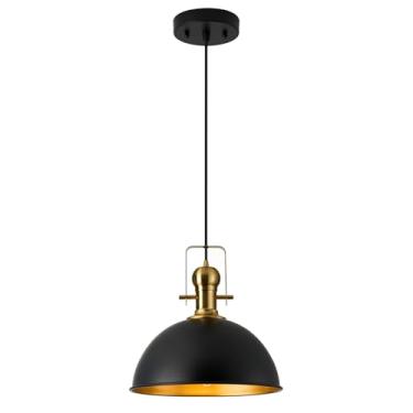 Imagem de ALAISLYC Luminárias Pendentes De Fazenda Pretas De 12 Polegadas, Luminárias Pendentes Foscas Para Ilha De Cozinha, Luminárias Suspensas Com Cúpula Vintage De Altura Ajustável Para Celeiro E Sala De