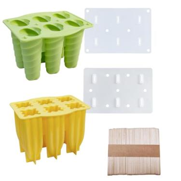 Imagem de HOMYCOCO Pacote com 2 moldes de picolé de silicone, design clássico de cone e espiral de 6 cavidades para guloseimas congeladas caseiras, silicone de grau alimentício de fácil liberação e máquina de