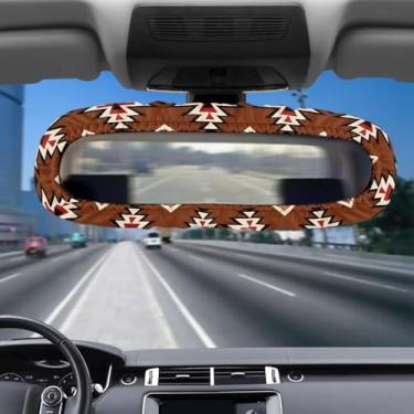 Imagem de Bulopur Capas de espelho retrovisor navajo étnico asteca proteção solar acessórios automotivos para mulheres e homens capas protetoras de espelho retrovisor, ajuste universal