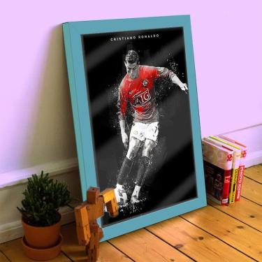 Imagem de Quadro Decorativo Cristiano Ronaldo 33x25 C/ Vidro CR7