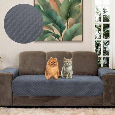 Imagem de Capa Protetora Arranhão Gato Sofá 3 Lugares Boutique Cinza Escuro - Ch