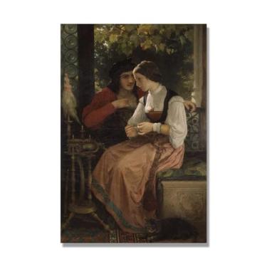 Imagem de NHLDZYH William Adolphe Bouguereau Impressões artísticas - Pintura de retrato - (A proposta) - Pôster temático de mitologia grega - Pôster de decoração de parede vintage. Tela de 40 x 60 cm - 15,8 x