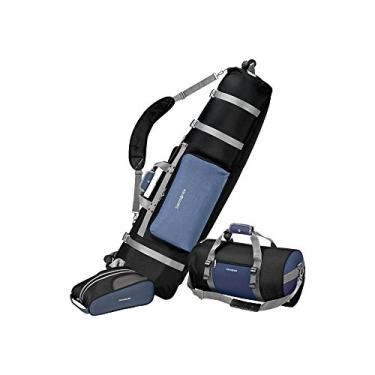 Imagem de Samsonite Conjunto de viagem Golf Deluxe de 3 peças com capa de viagem com rodas, bolsa de golfe, bolsa esportiva e bolsa de sapatos, azul/preto