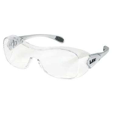 Imagem de Óculos de segurança para lentes antiembaçantes transparentes de policarbonato da Crews Law Over The Glass com manga híbrida preta para têmpora