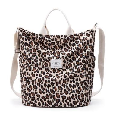 Imagem de Sacola KALIDI Corduroy Large Messenger Shoulder Feminina Leopard