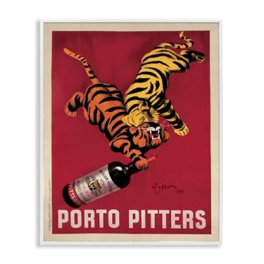Imagem de Stupell Industries Design de arte giclée emoldurado retrô vintage vinho e tigres branco por Marcello Nizzoli, 11 x 14