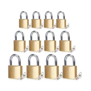 Imagem de Kit 12 Cadeados Ferro Com Chave 20mm 25mm 30mm Reforçado - PADLOCK