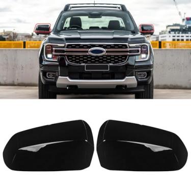 Imagem de Moonlinks Compatível com capas de espelho Ford Ranger 2023 2024 2025, tampa de espelho retrovisor da porta do lado esquerdo do motorista e do passageiro direito, preto brilhante para ranger XLT/XL