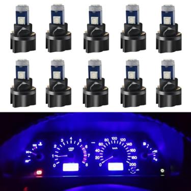 Imagem de WLJH Pacote com 10 lâmpadas LED Blue Canbus T5 2721 37 74 Wedge Lamp PC74 Soquetes Torcidos Painel Painel de Painel de Instrumentos de Painel de Luz de LED Substituição