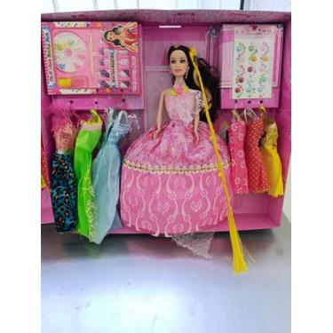 Imagem de Boneca Fashion com Vestido de Festa, Kit com Acessórios e Roupas, Brinquedo Infantil
