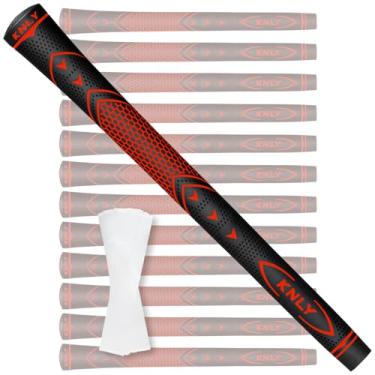 Imagem de KNLY Conjunto De 13 Grips Golfe - Tacos Borracha Alta Tração E Feedback Com Desempenho Antiderrapante Para Todas As Condições Climáticas, Kits Reparo 15 Fitas Escolher. (Preto Vermelho 2 Em 1 (Apena