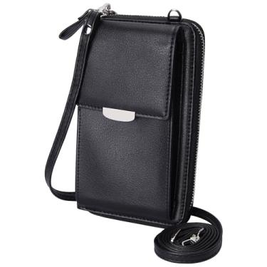 Imagem de KUKOO Bolsa transversal pequena para celular com compartimentos para cartão de crédito para mulheres, A - Versão atualizada com zíper preto, one_size