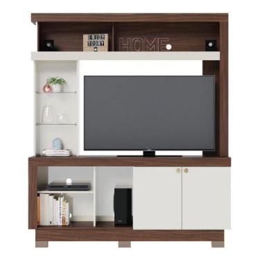 Imagem de Home para TVs 50" 3 Prateleira Nice Nogueira Real Off White - CASA H