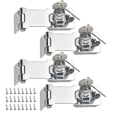 Imagem de TOVOT 4 peças de 7,6 cm x 3,3 cm fechaduras de ferrolho com chave para fechadura de porta com parafusos ferrolho para gaveta de armário (com chave semelhante)