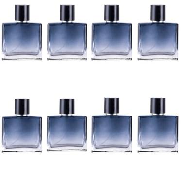 Imagem de Rixoxo Frasco de perfume vazio recarregável, 8 peças, 30 ml, vidro gradiente, azul, spray de viagem, frasco atomizador, perfume, névoa fina, dispensador de garrafa para óleo essencial líquido (azul)