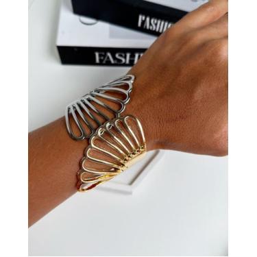 Imagem de Bracelete Prata e Dourado Luxo Egípcio - Nilza Biju