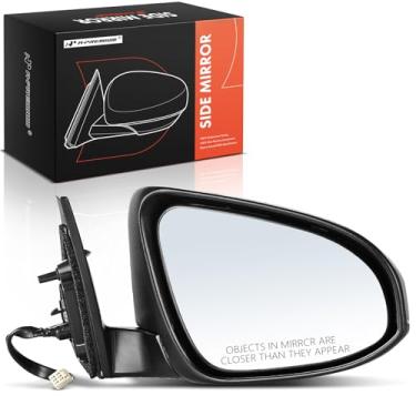 Imagem de A-Premium Espelho de porta elétrica do lado do passageiro compatível com Toyota Camry 2012 2013 2014 - Espelho retrovisor externo não aquecido dobrável manual preto - Substituição # 8790806400, 8790806401