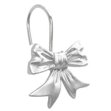 Imagem de CHICTIE Ganchos decorativos para cortina de chuveiro, anéis de chuveiro prateados para varões de cortina de chuveiro, quarto de bebê, meninas, banheiro, ganchos de chuveiro à prova de ferrugem