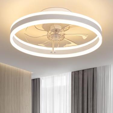Imagem de KDG Ventiladores De Teto Led Baixo Perfil 15,8" Com Luz, Controle Remoto Reversível Embutido E 6 Velocidades Ventilação, 3 Cores Reguláveis Para Quarto, Sala Estar, Jantar Infantil Cozinha (Branco)