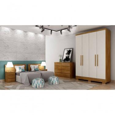 Imagem de Guarda Roupa Solteiro Com Pés 4 Portas 2 Gavetas - Veneza-cumaru-fendi - Móveis Horizonte