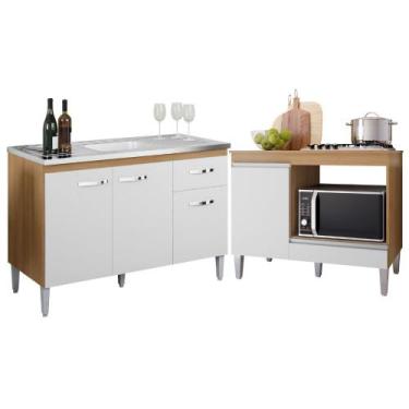 Imagem de Kit Balcão de Pia 3 Portas Gabriela 120cm com Balcão Cooktop Carla Ame