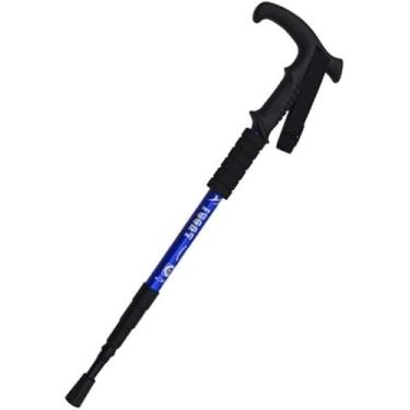 Imagem de Bastões De Trekking Ultra Leve Liga De Alumínio Amortecedor Alça Bastão De Trekking Dobrável Bengala Telescópica Ao Ar Livre Bastões De Montanhismo, Blue