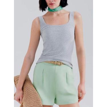 Imagem de Blusa Regata Hering 4ALF Feminina Decote Quadrado Canelada Algodão T. 