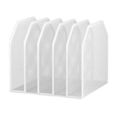 Imagem de Xgdsnly Organizador de Arquivos de Mesa, Bandeja de Correspondência de Metal, Elegante, Moderno, Suporte, Prateleira de Armazenamento, Organizador de Mesa, Su, Branco