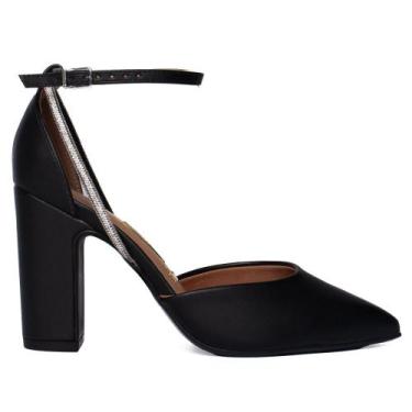 Imagem de Sapato Feminino Vizzano Scarpin Strass e Tiras Preto, Preto, 38