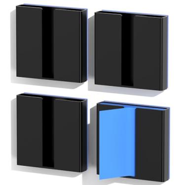 Imagem de 4 unidades de dispensador de notas adesivas, suporte magnético para notas post-it, organizador de notas adesivas de 7,6 x 7,6 cm para escritório, casa, sala de aula, preto