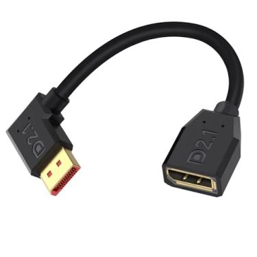 Imagem de Danfetsoy Cabo DP macho para fêmea, cabo DisplayPort de 54 Gbps 2.1 para Alienware, monitor LG Ultragear, HDTV, Fire TV, computador, etc. 0,15 m/6 polegadas