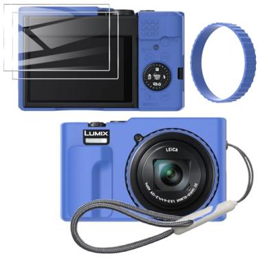 Imagem de Tedubax Capa de silicone para Panasonic LUMIX ZS99 com capa de lente removível e 2 peças de protetor de tela e uma capa Lanyard Lumix zs99 - (azul)