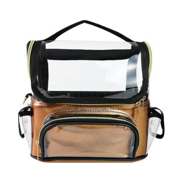 Imagem de KiBcsLic Bolsa Organizadora Transparente para Pincéis de Maquiagem com Divisória Removível para Cosméticos E Maquiagem Profissionais, Amarelo