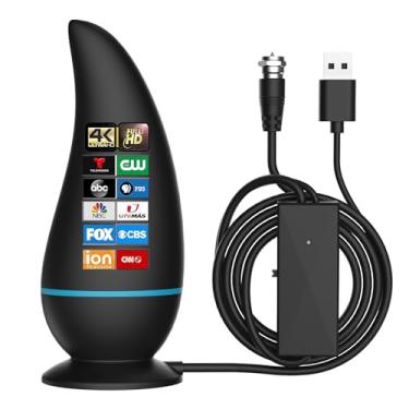 Imagem de Antena de TV, antena de TV digital HD, recepção de alcance de 800 km com reforço de sinal e base de suporte magnético para canais locais HD 4K 1080P e todas as TVs antigas - cabo coaxial de 5,5 m