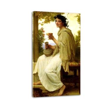 Imagem de LXURY Bouguereau.Bacchante.Reprodução de pinturas famosas. Arte de parede em tela. Pôsteres e impressões. Imagem para decoração de casa 50 x 90 cm Moldura interna