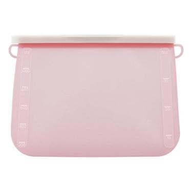 Imagem de Fenteer Saco de silicone para alimentos, recipiente para leite, frutas, versátil para carne, pão, bolsa de armazenamento para congelador, micro-ondas, Rosa