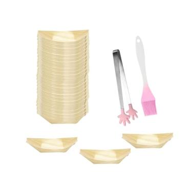 Imagem de AFXGUSD 100 Peças de Barco de Madeira para Sushi, Conjunto de Mesa para Sushi, Pratos de Barco de Madeira para Casa de Chá