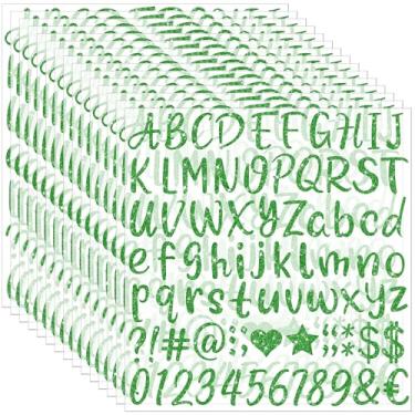 Imagem de 1215 pçs adesivos de letras glitter alfabeto adesivos autoadesivos à prova d'água vinil pequenas letras ABC para graduação tampa garrafas de água copo caixa de correio número scrapbooking caderno