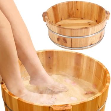Imagem de Balde De Banho De Pés De Madeira, Tigela De Pedicure, Spa De Pés, Massagem De Pedicure, Barris De Pedicure, Banheira De Madeira Maciça Para Pés De Imersão, Emenda Sem Costura, 15.3x6.3 Inch