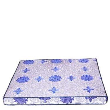 Imagem de Almofadas de assento personalizadas de brocado de seda chinesa espessas para cadeira de jantar, sofá, poltrona, almofadas antiderrapantes (50 x 40 x 4 cm, flor rica branca)