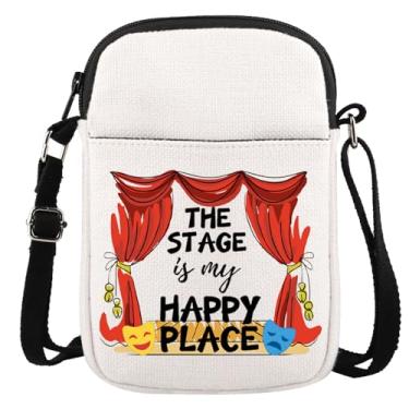 Imagem de Presente musical para artistas musicais, presente para amantes musicais, The Stage is My Happy Place, bolsa transversal para músicos, Stage Happy Place Cr, Multifuncional