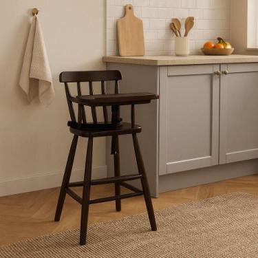 Imagem de Cadeira De Alimentação Infantil Em Madeira Maciça Imbuia - PIPPA WEB