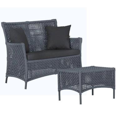 Imagem de Sofá E Mesa Igapó 2 Lugares Jardim Varanda Piscina Aluminio Prata