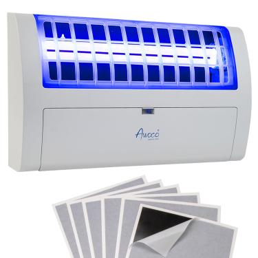 Imagem de Awoco Luminária de armadilha de mosca pegajosa para montagem na parede de 36 W GG 198 cm Cabo de alimentação extra longo para capturar moscas, mosquitos, mariposas e insetos voadores (Fly Trap XL + 6 placas de cola)