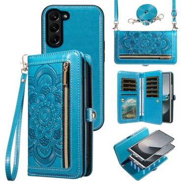 Imagem de Asuwish Capa de telefone para Samsung Galaxy Z Fold 6 5G 2024 com zíper carteira magnética destacável capa celular com alça transversal mandala flor porta-cartões ZFold6 Z6 G Fold6 6Z mulheres homens