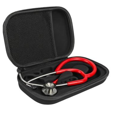 Imagem de Estojo Rígido Para Estetoscópio e Esfigmomanômetro Preto Premium Com Compartimento e Alça Portátil