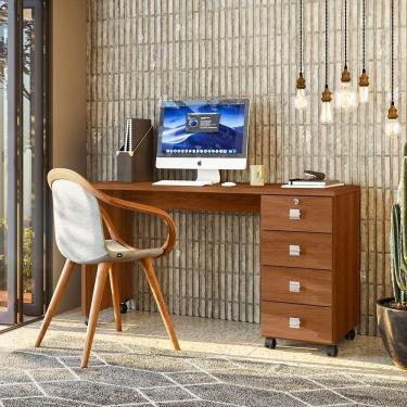 Imagem de Escrivaninha Para Computador Office Em Mdp 25mm Com 4 Gavetas Dubai Lukaliam Móveis Jequitiba Jequitiba