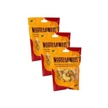 Imagem de Kit 3 Castanhas de Caju Norteminas Torradas e Salgadas 50g